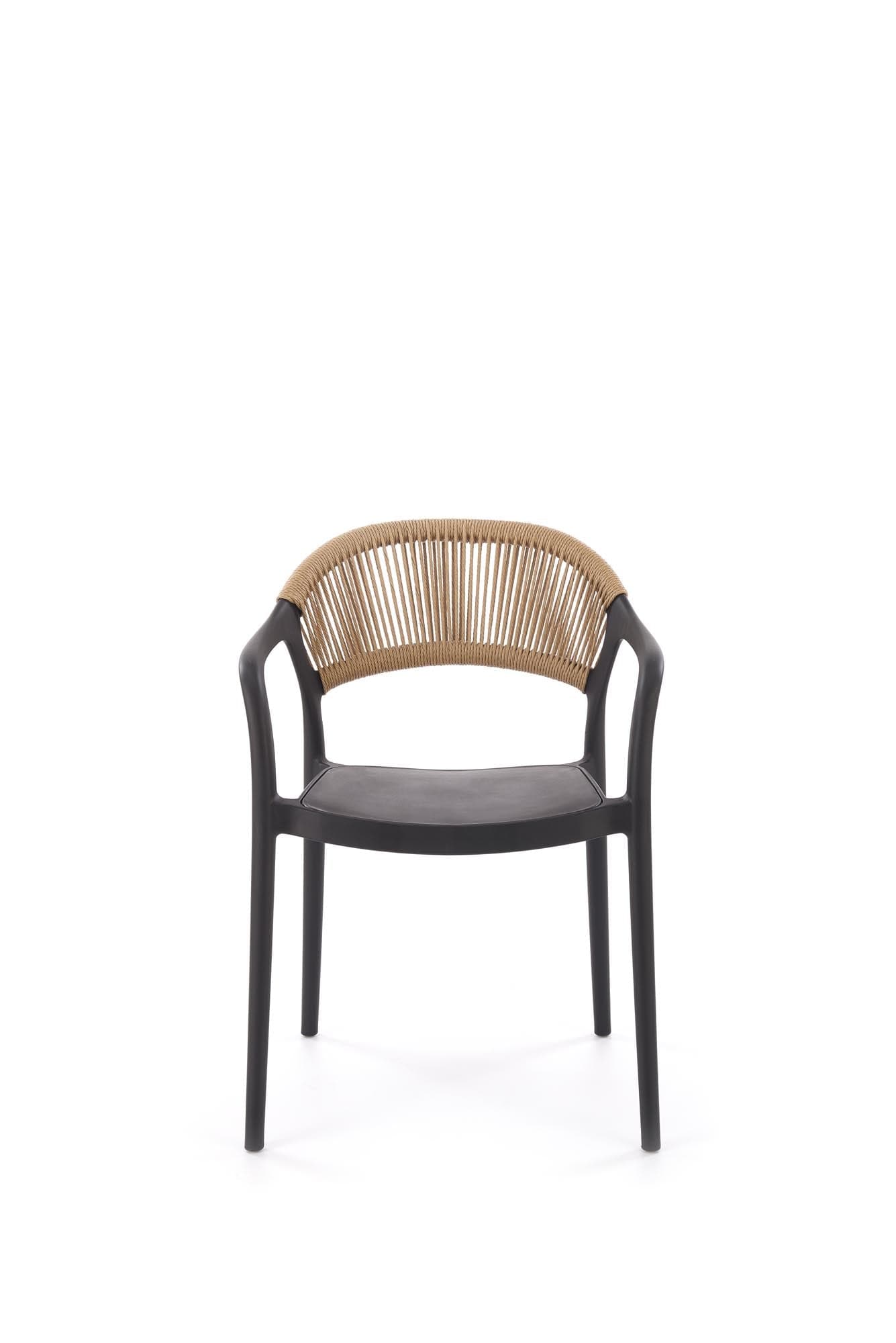 Halmar Scaun pentru gradina / terasa din polipropilena si material textil, Kai 582 Negru / Natural, l56xA55xH78 cm