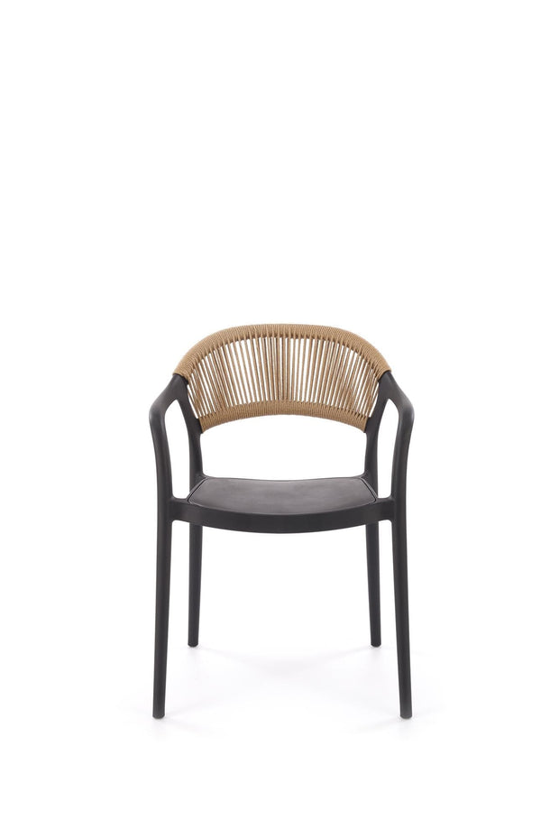 Halmar Scaun pentru gradina / terasa din polipropilena si material textil, Kai 582 Negru / Natural, l56xA55xH78 cm