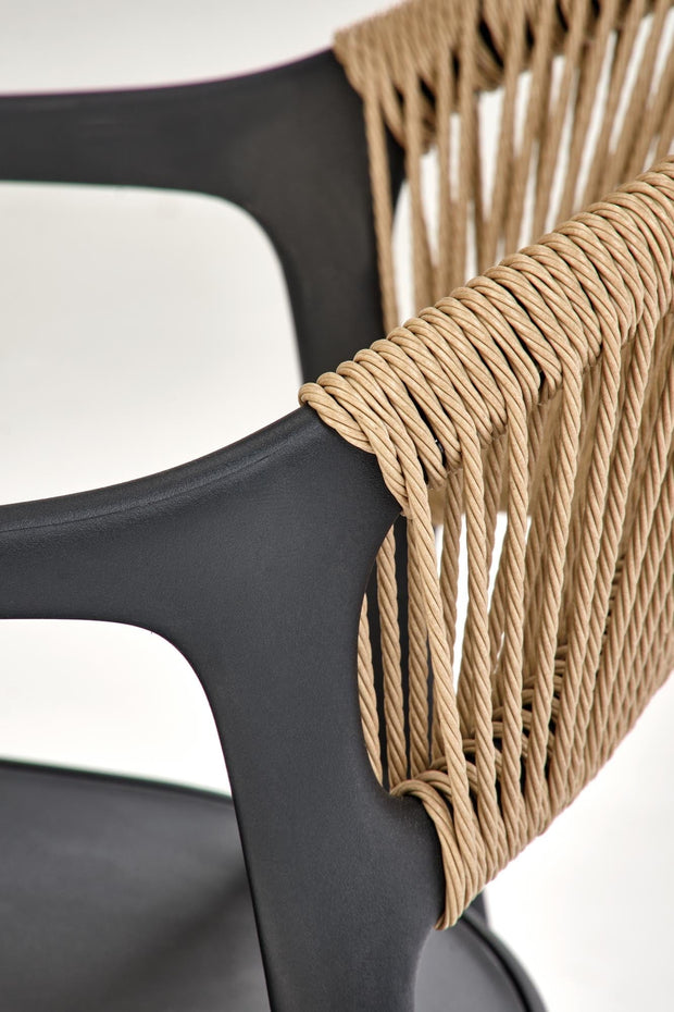 Halmar Scaun pentru gradina / terasa din polipropilena si material textil, Kai 582 Negru / Natural, l56xA55xH78 cm