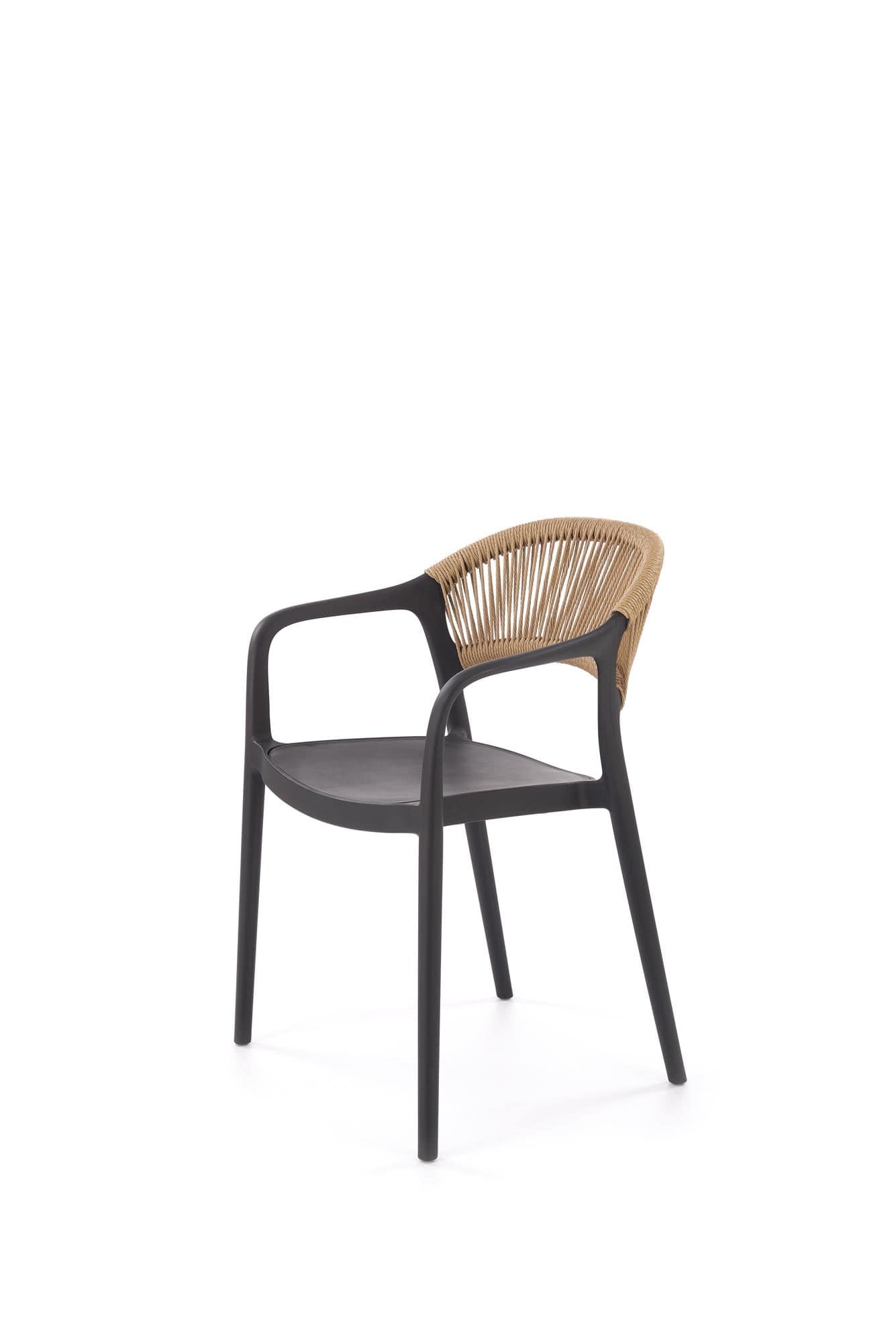 Halmar Scaun pentru gradina / terasa din polipropilena si material textil, Kai 582 Negru / Natural, l56xA55xH78 cm
