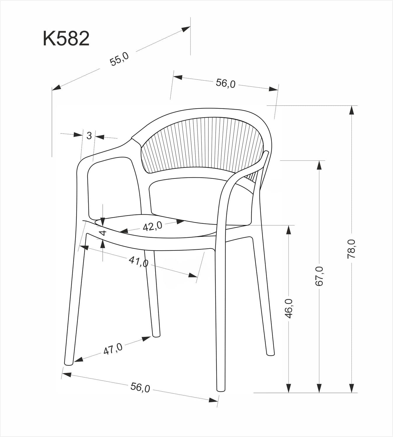 Halmar Scaun pentru gradina / terasa din polipropilena si material textil, Kai 582 Negru / Natural, l56xA55xH78 cm