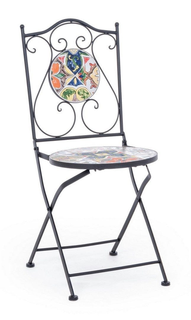 Scaun pliabil de gradina / terasa din ceramica si metal Paloma Multicolor / Negru, l39xA47xH92 cm