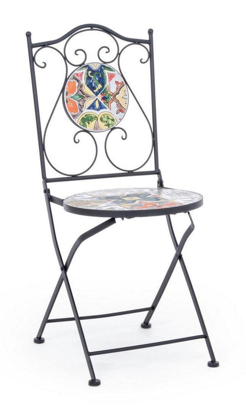 Scaun pliabil de gradina / terasa din ceramica si metal Paloma Multicolor / Negru, l39xA47xH92 cm
