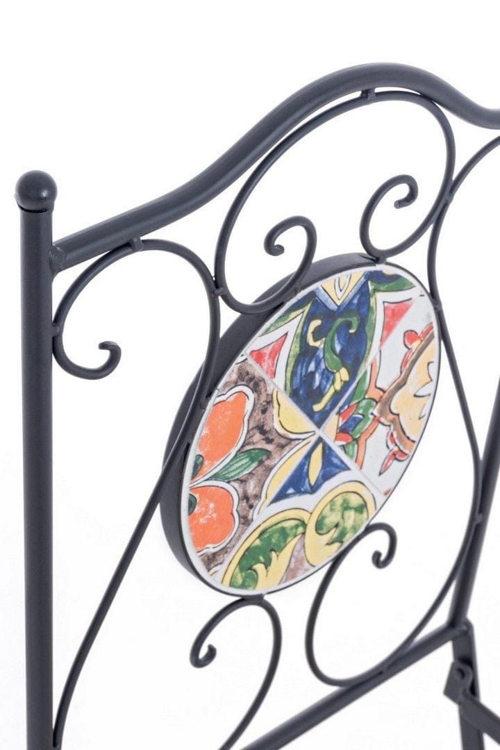 Scaun pliabil de gradina / terasa din ceramica si metal Paloma Multicolor / Negru, l39xA47xH92 cm (2)