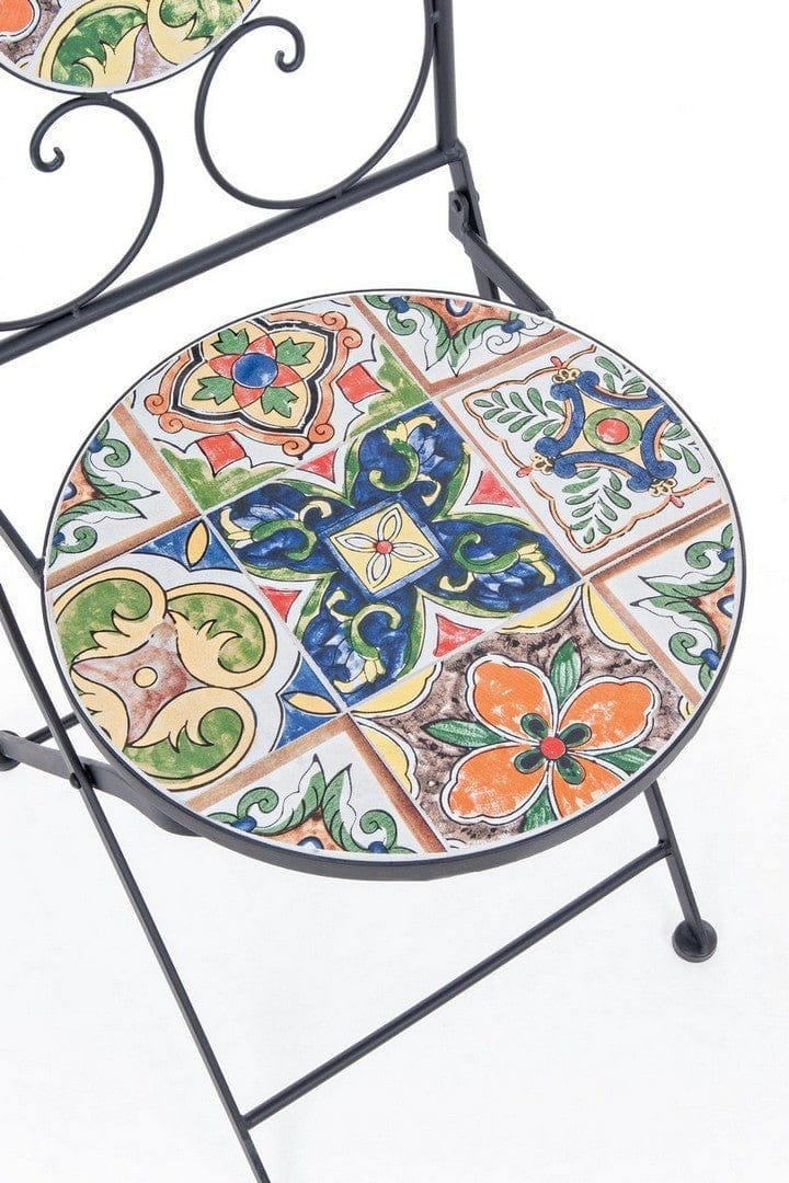Scaun pliabil de gradina / terasa din ceramica si metal Paloma Multicolor / Negru, l39xA47xH92 cm (3)