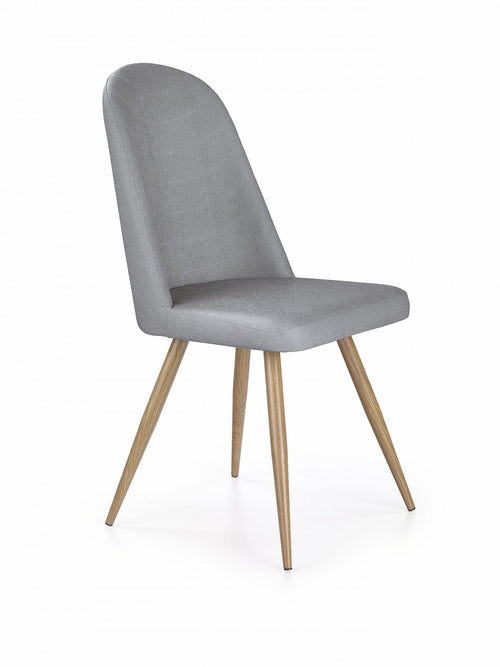 Scaun tapitat cu 100% poliester si picioare metalice, Kai-214 Gri / Stejar Honey, l49xA59xH90 cm