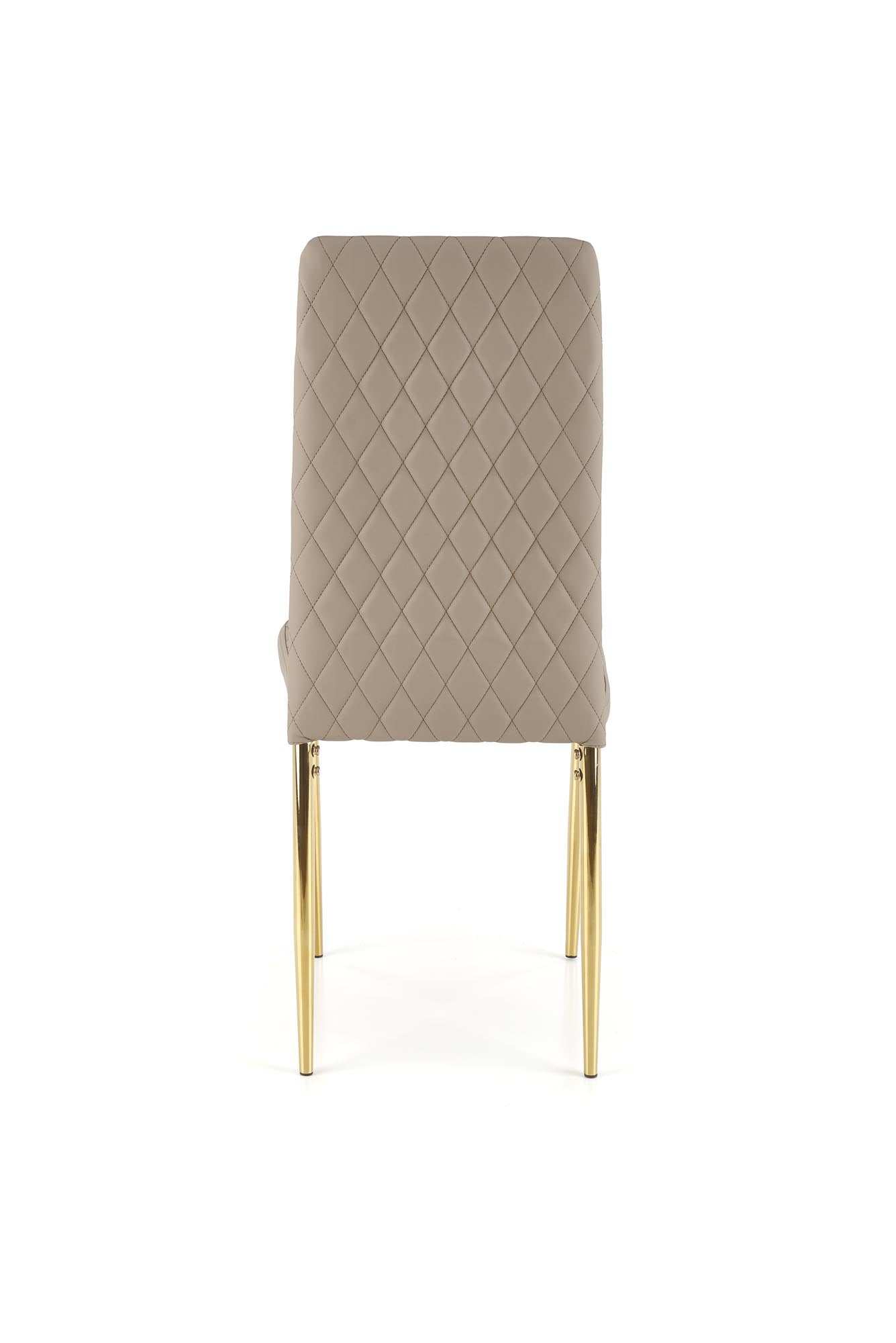 Scaun tapitat cu piele ecologica si picioare metalice, K501 Cappuccino / Auriu, l40xA50xH98 cm (1)