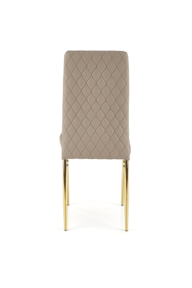 Scaun tapitat cu piele ecologica si picioare metalice, K501 Cappuccino / Auriu, l40xA50xH98 cm (1)