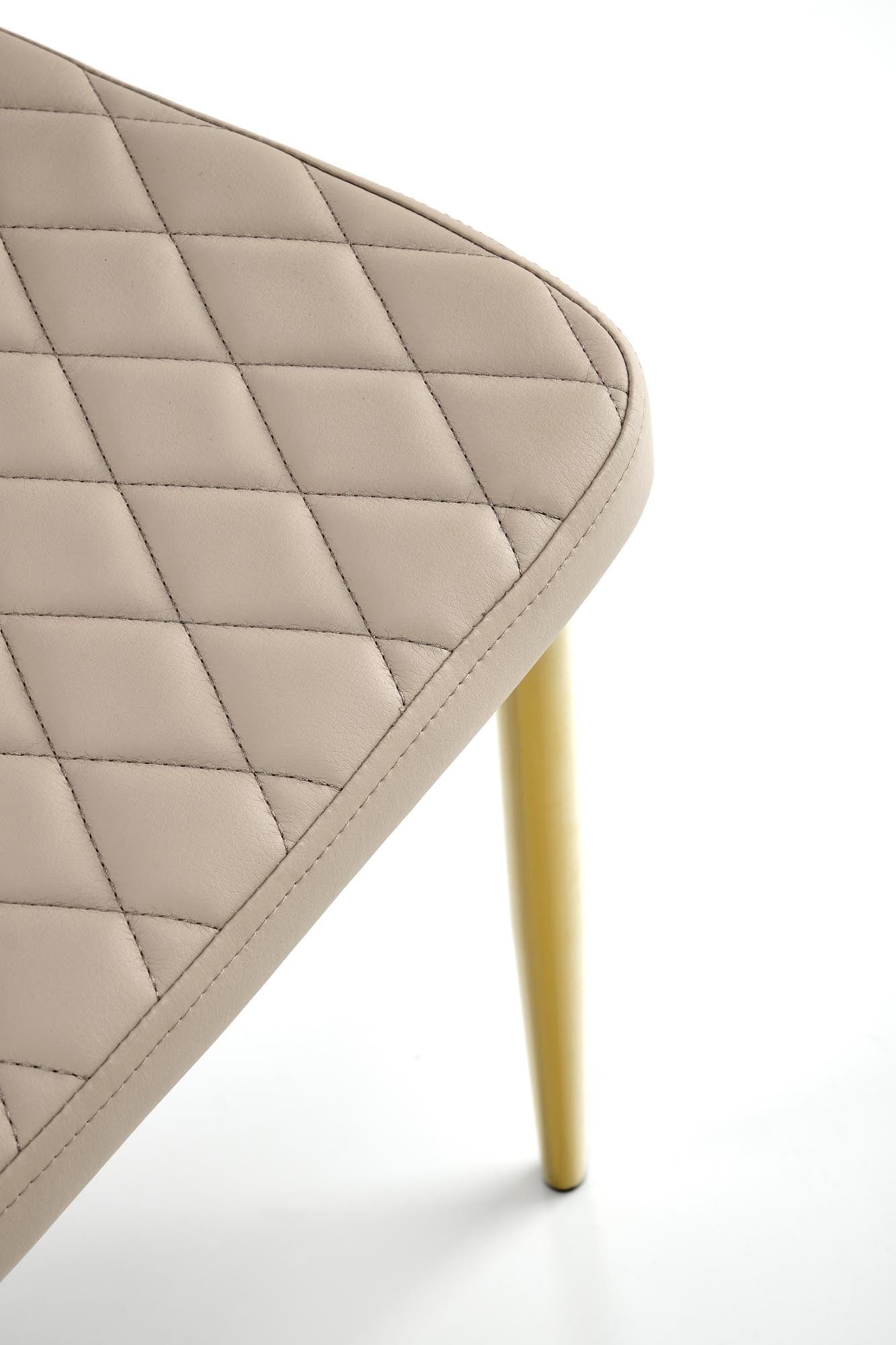 Scaun tapitat cu piele ecologica si picioare metalice, K501 Cappuccino / Auriu, l40xA50xH98 cm (5)