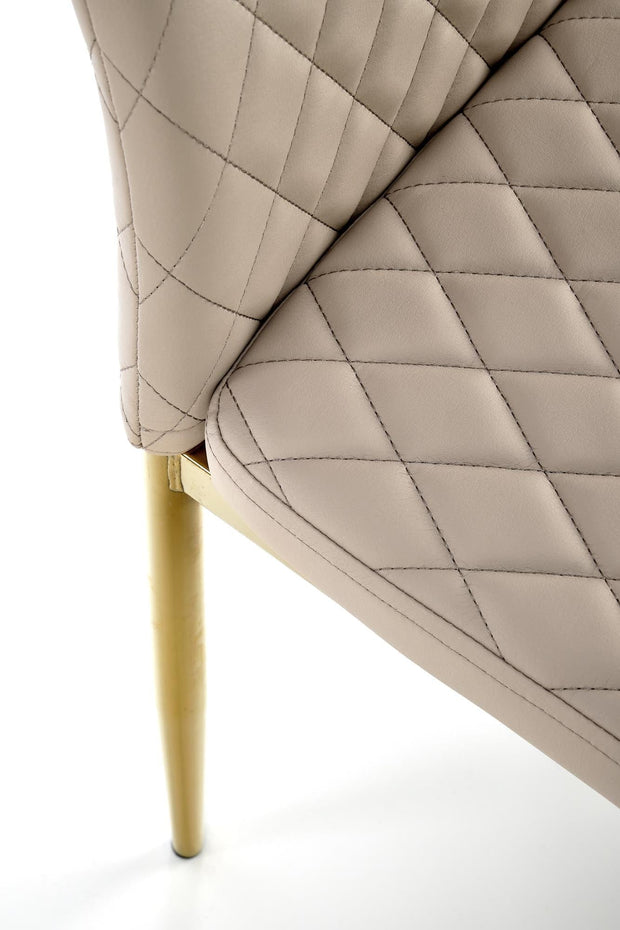 Scaun tapitat cu piele ecologica si picioare metalice, K501 Cappuccino / Auriu, l40xA50xH98 cm (6)