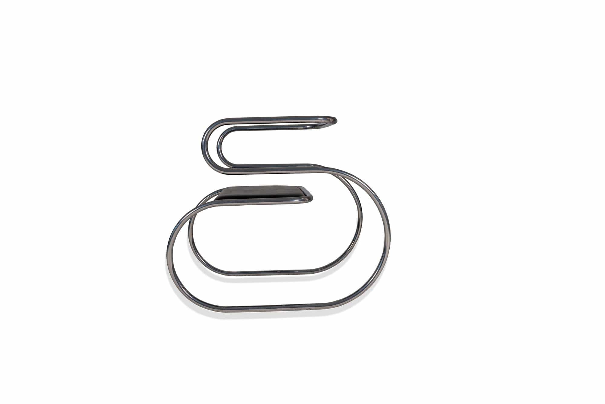 Asir Scaun tapitat cu piele ecologica si picioare metalice, Mea Negru / Crom, l57xA39xH44 cm