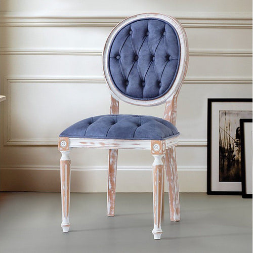 Asir Scaun tapitat cu stofa si picioare din lemn, Albero 22 Albastru Inchis / Alb, l50xA50xH96 cm