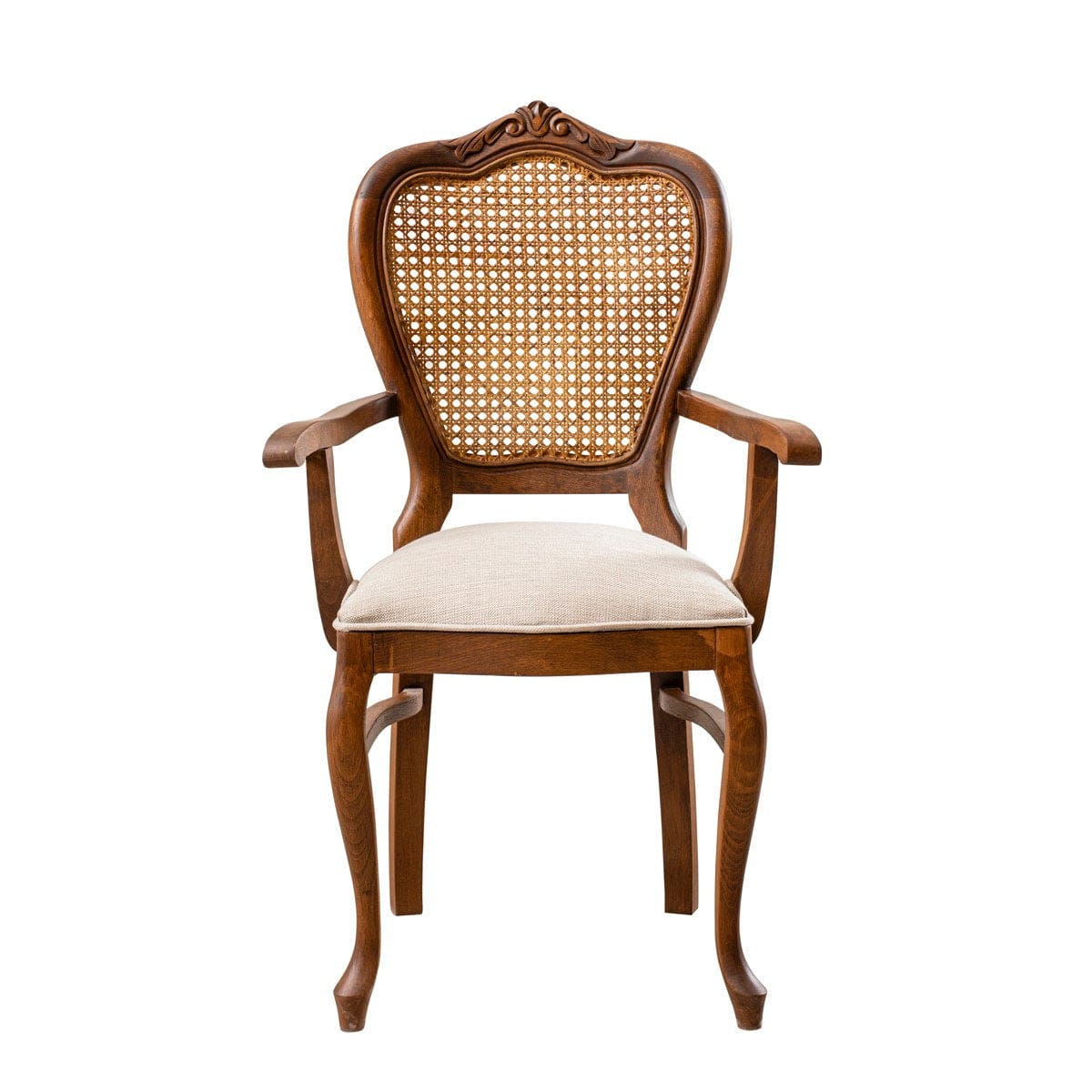 Asir Scaun tapitat cu stofa si picioare din lemn, Albero 38 Ivoir / Nuc, l56xA45xH99 cm