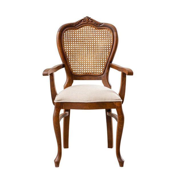 Asir Scaun tapitat cu stofa si picioare din lemn, Albero 38 Ivoir / Nuc, l56xA45xH99 cm