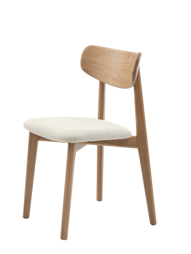 Unique Furniture A/S Scaun tapitat cu stofa si picioare din lemn, Elim Alb / Stejar, l49xA46,5xH81 cm