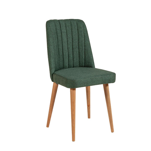 Asir Scaun tapitat cu stofa si picioare din lemn, Stormi Verde / Pin Atlantic, l47xA46xH89 cm