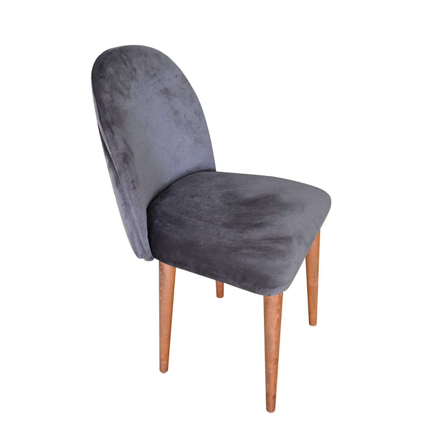 Asir Scaun tapitat cu stofa si picioare din lemn, Weiz Velvet Gri / Nuc, l48xA47xH89 cm