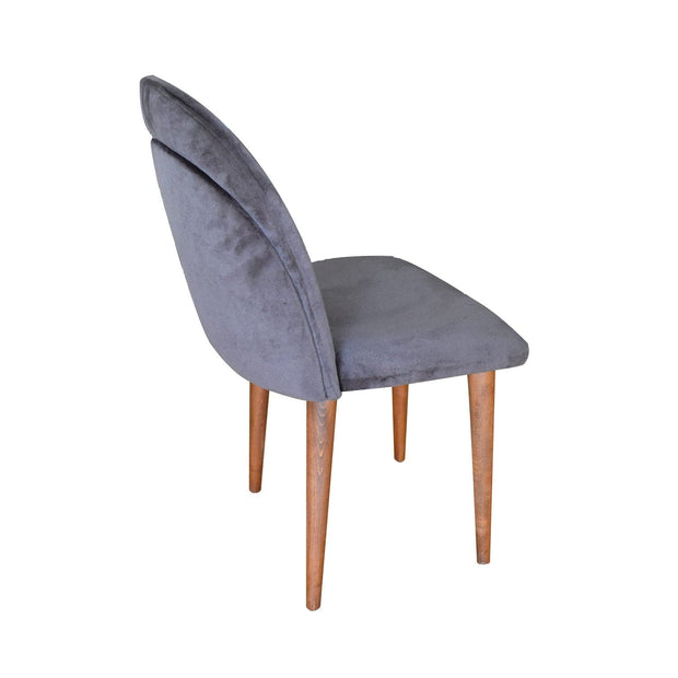 Asir Scaun tapitat cu stofa si picioare din lemn, Weiz Velvet Gri / Nuc, l48xA47xH89 cm