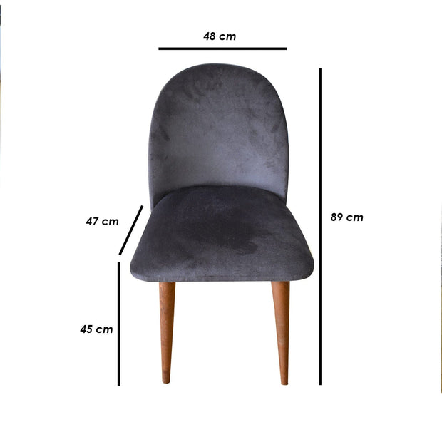 Asir Scaun tapitat cu stofa si picioare din lemn, Weiz Velvet Gri / Nuc, l48xA47xH89 cm