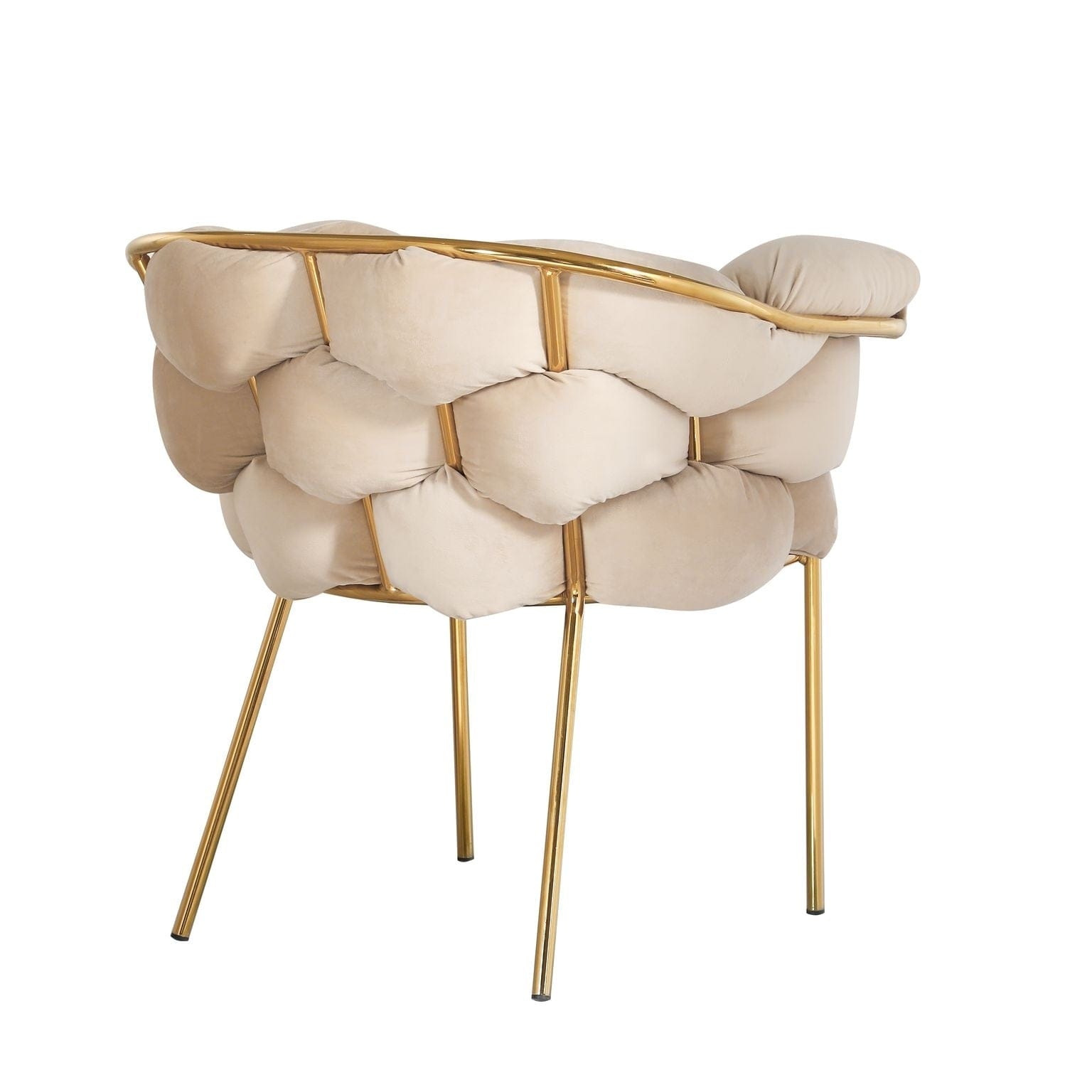 Scaun tapitat cu stofa si picioare metalice, Ayann Velvet Bej / Auriu, l77xA59xH78 cm (10)