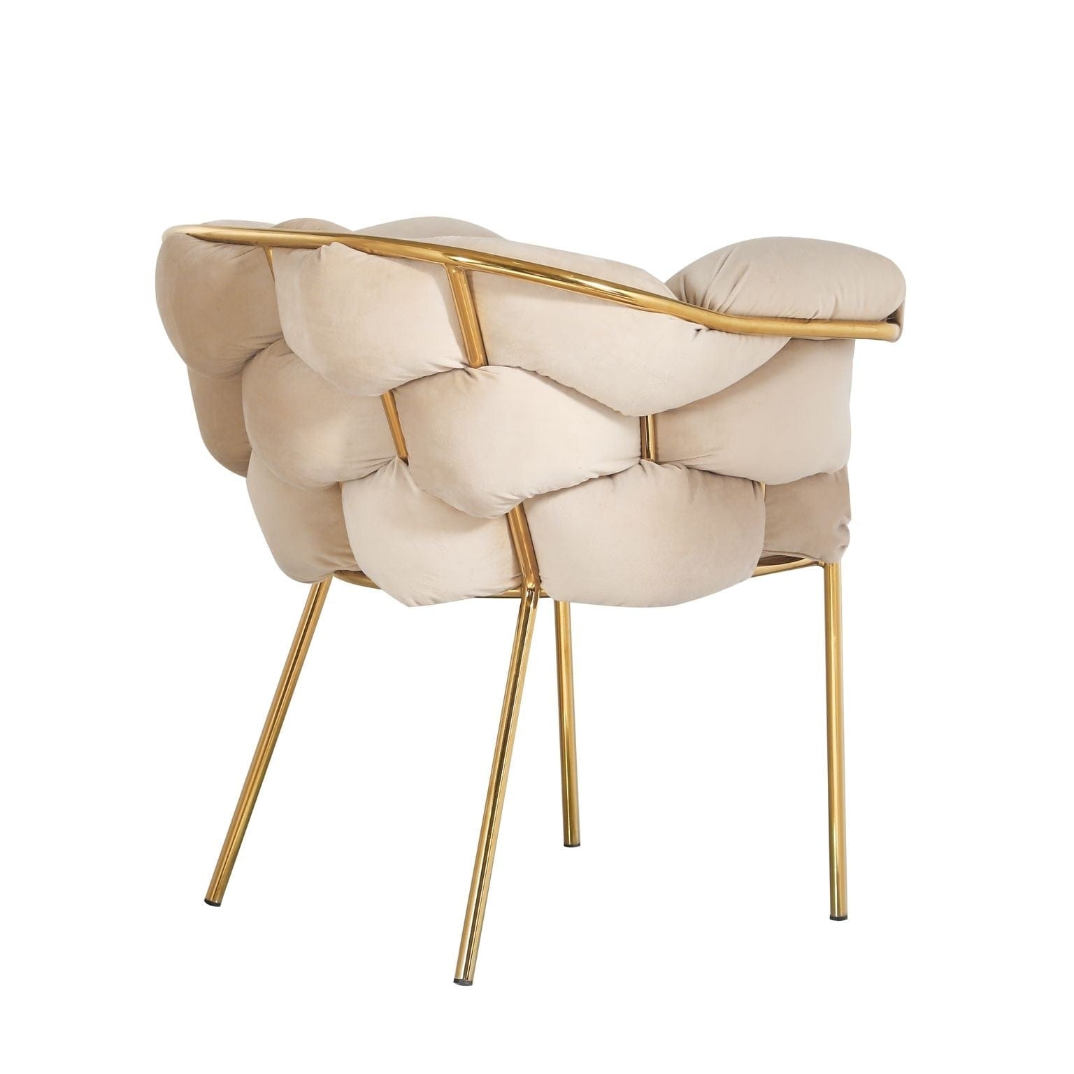 Scaun tapitat cu stofa si picioare metalice, Ayann Velvet Bej / Auriu, l77xA59xH78 cm (11)