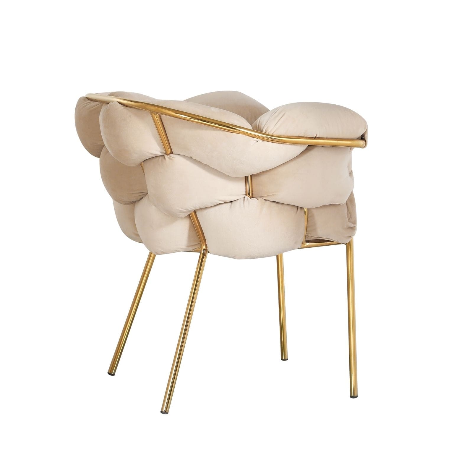 Scaun tapitat cu stofa si picioare metalice, Ayann Velvet Bej / Auriu, l77xA59xH78 cm (12)