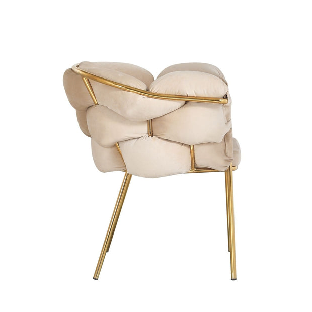 Scaun tapitat cu stofa si picioare metalice, Ayann Velvet Bej / Auriu, l77xA59xH78 cm (13)