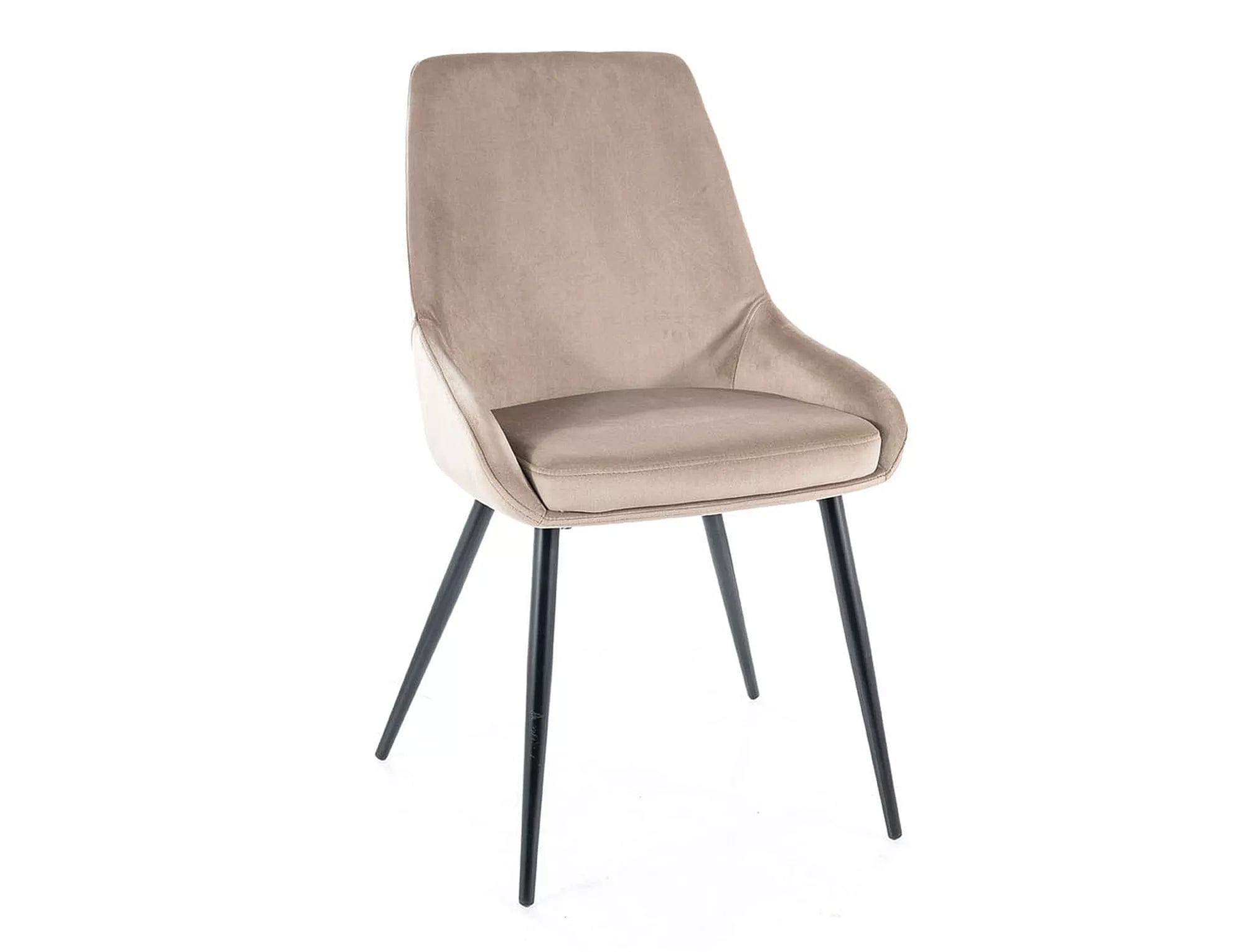 Scaun tapitat cu stofa si picioare metalice, Cobe Velvet Bej Inchis / Negru, l49xA43xH85 cm
