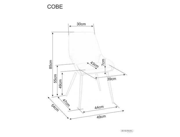 Scaun tapitat cu stofa si picioare metalice, Cobe Velvet Bej Inchis / Negru, l49xA43xH85 cm (1)