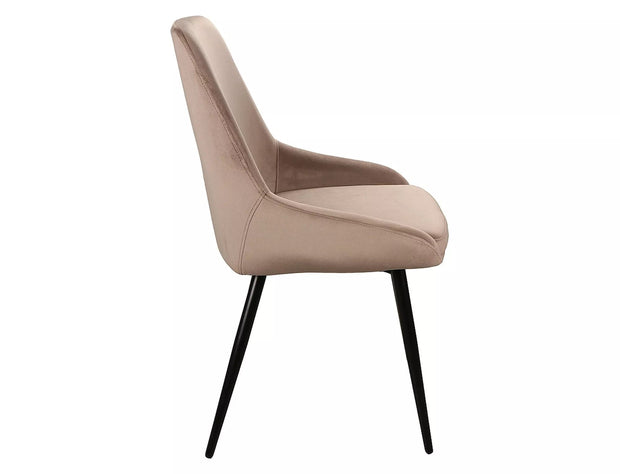 Scaun tapitat cu stofa si picioare metalice, Cobe Velvet Bej Inchis / Negru, l49xA43xH85 cm (2)