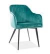 BFSummer Scaun tapitat cu stofa si picioare metalice Eleanor Velvet Verde Inchis / Negru, l59xA62xH81 cm