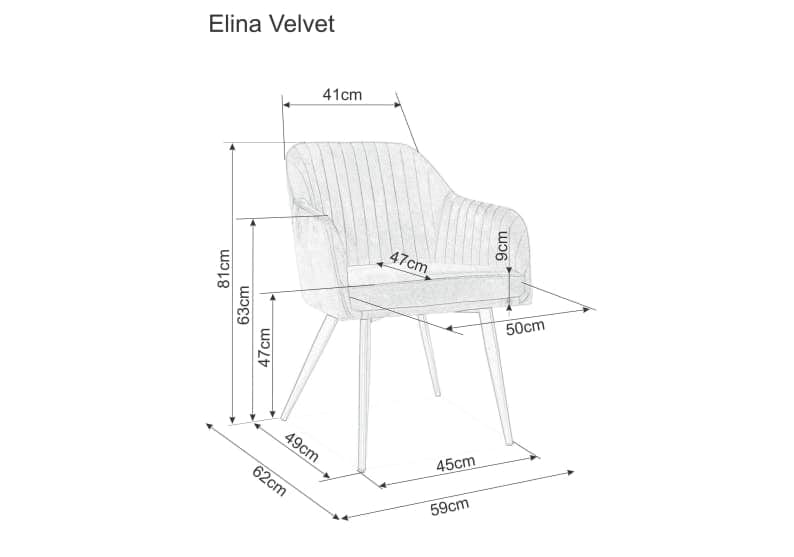 BFSummer Scaun tapitat cu stofa si picioare metalice Eleanor Velvet Verde Inchis / Negru, l59xA62xH81 cm