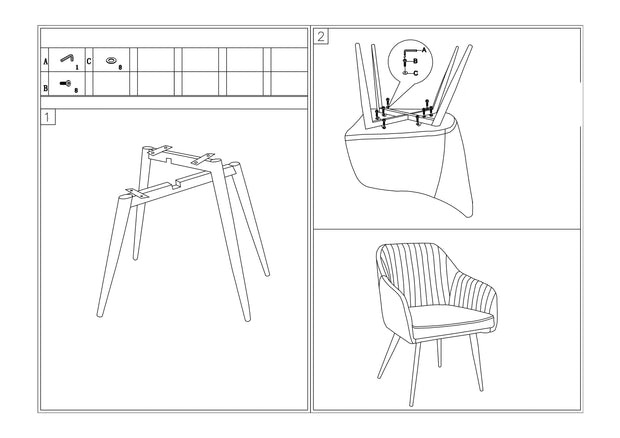 BFSummer Scaun tapitat cu stofa si picioare metalice Eleanor Velvet Verde Inchis / Negru, l59xA62xH81 cm