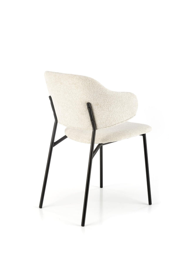 Scaun tapitat cu stofa si picioare metalice, K497 Crem / Negru, l52xA62xH82 cm (4)