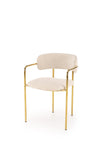 Scaun tapitat cu stofa si picioare metalice, K537 Crem / Auriu, l54xA56xH76 cm