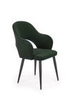 Scaun tapitat cu stofa si picioare metalice, Kai-364 Velvet Verde inchis / Negru, l55xA55xH88 cm