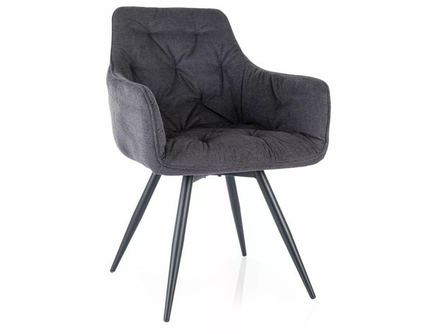 Scaun tapitat cu stofa si picioare metalice, Mango Vardo Grafit / Negru, l57xA45xH83 cm