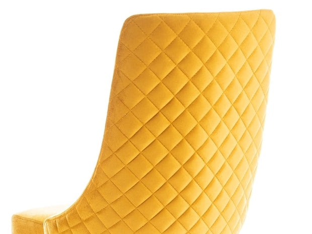 Scaun tapitat cu stofa si picioare metalice, Pirro Velvet Mustariu / Negru / Auriu, l47xA59xH93 cm (2)