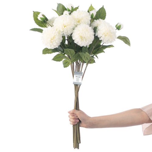 Decoking Set 10 fire flori artificiale, Piwoni Crem / Verde, H62 cm
