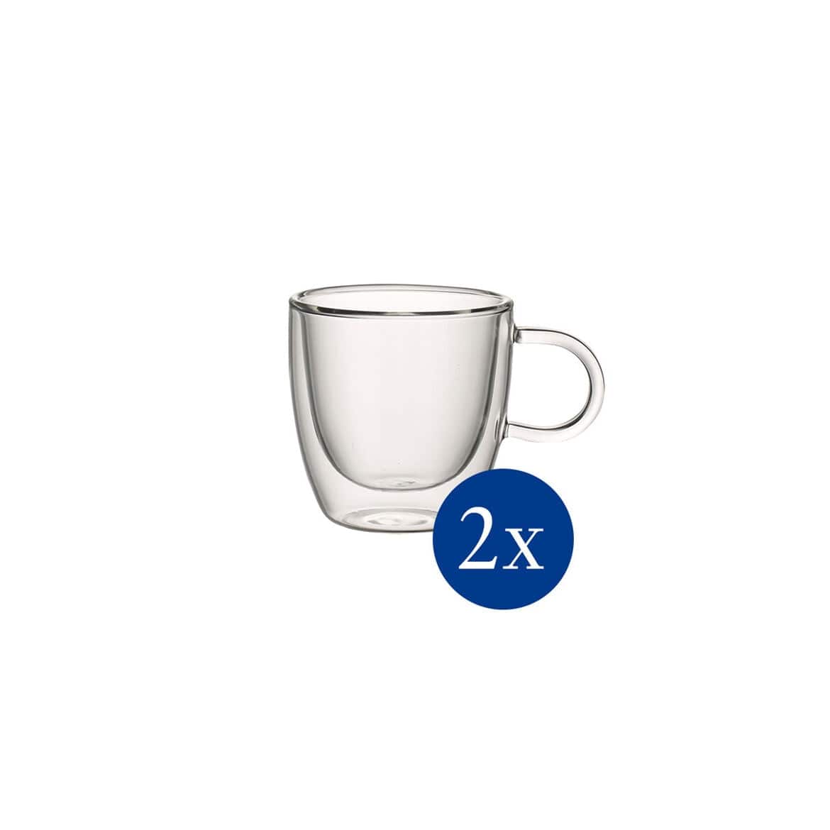 BFSummer Set 2 cesti cafea, din sticla cu pereti dubli, Artesano S Transparent, 110 ml, Villeroy & Boch