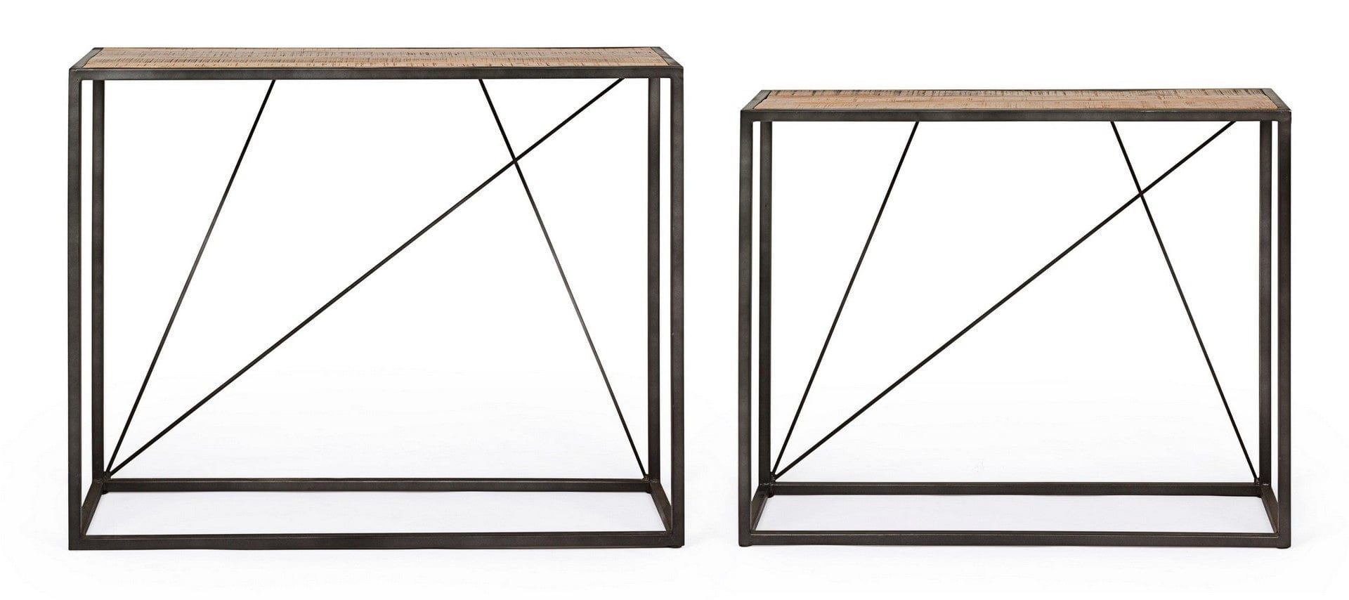 Set 2 console din lemn de salcam si metal Norris Natural / Negru, l100xA33xH80 / l90xA30xH75 cm (2)