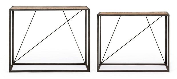 Set 2 console din lemn de salcam si metal Norris Natural / Negru, l100xA33xH80 / l90xA30xH75 cm (2)