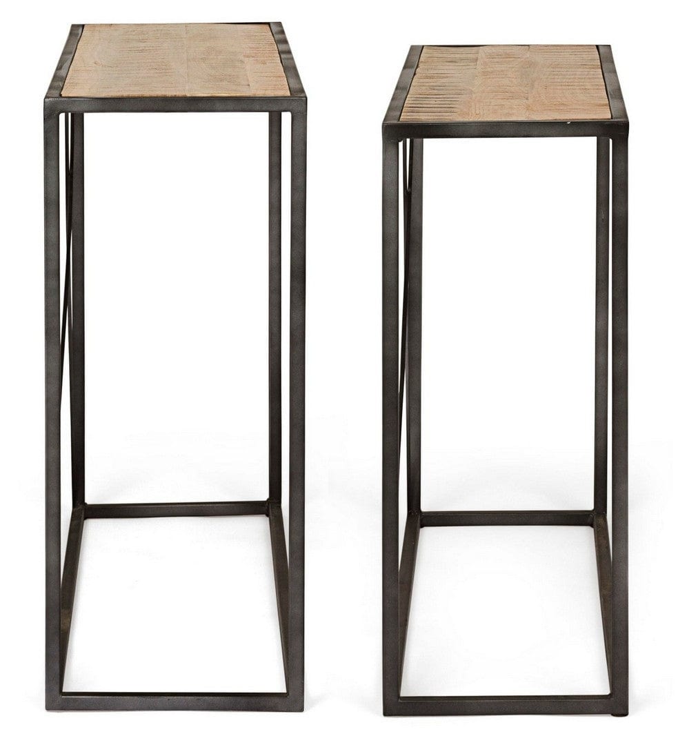 Set 2 console din lemn de salcam si metal Norris Natural / Negru, l100xA33xH80 / l90xA30xH75 cm (4)