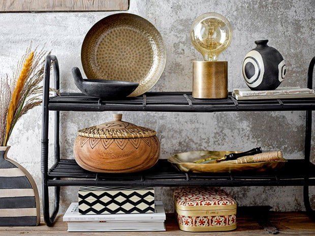 Set 2 cosuri pentru depozitare cu capac, din bambus, Dy Rosu, L30xl21xH9 / L26xl16xH7 cm (4)