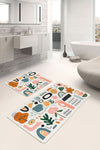 Set 2 covorase pentru baie antiderapante din poliester, Nuray BPS304 Rectangle Multicolor, 100 x 60 cm / 60 x 50 cm (2)
