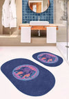 Set 2 covorase pentru baie antiderapante din poliester, Pelo BPS646 Oval Multicolor, 100 x 60 cm / 60 x 50 cm