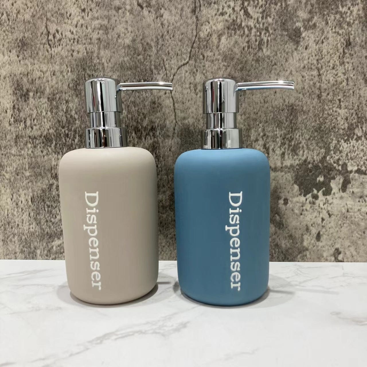 BFSummer Set 2 dozatoare pentru sapun, din rasina, Spa Albastru / Grej