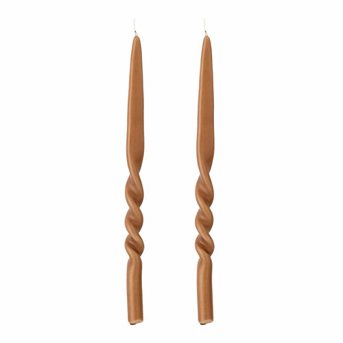 Set 2 lumanari Twist, Maro, din parafina, timp de ardere 7H, Conice Ø2,2xH40 cm