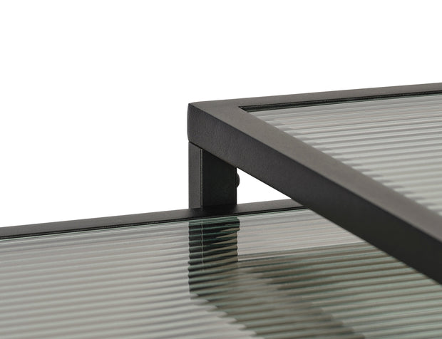 Unique Furniture A/S Set 2 masute suport telefon din sticla si metal, Bronco Negru, L50xl50xH50 / L45xl45xH45 cm