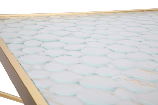 Mauro Ferretti Set 2 masute suport telefon/flori din metal si sticla, Glassy Couple Auriu, L50xl50xH100 cm / L40xl40xH80 cm